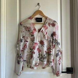Ruffled Floral Silk Blouse (Nicholas)
